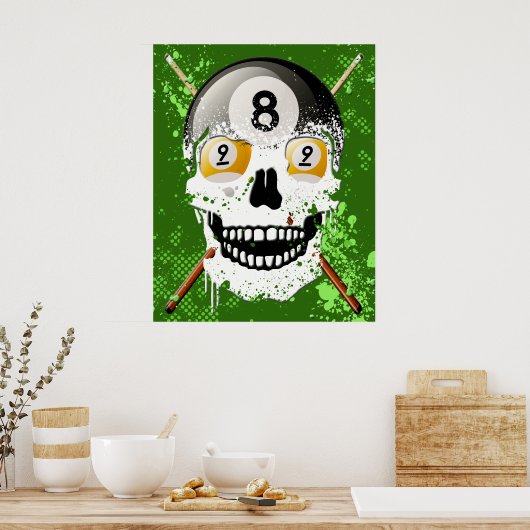 8 en 9 kogelslijpsel Poster schedel (Keuken)