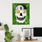 8 en 9 kogelslijpsel Poster schedel (Thuiskantoor)