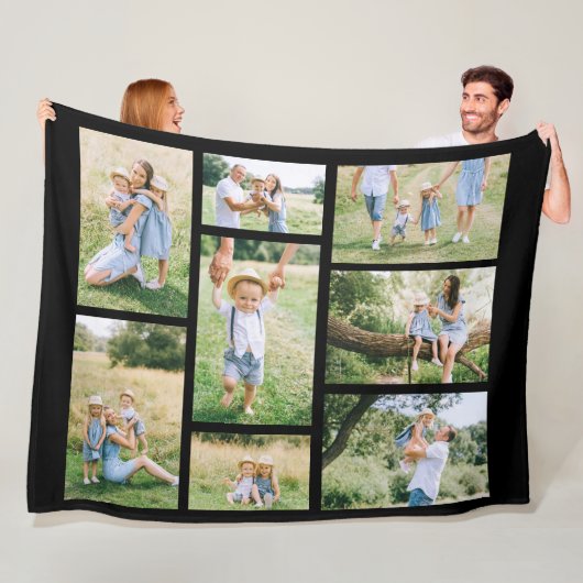 8 Familie Foto Collage Creëer Uw Ewn Fleece Deken (In situ)