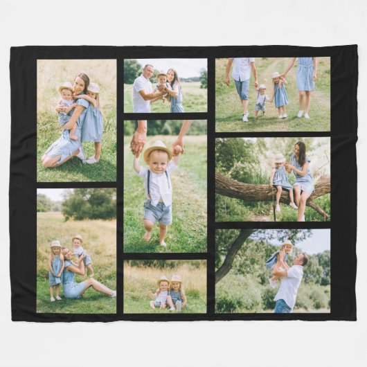 8 Familie Foto Collage Creëer Uw Ewn Fleece Deken (Voorkant (Horizontaal))