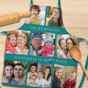 8 Familie Foto Collage Geluk Komt Van Binnen Teal Schort