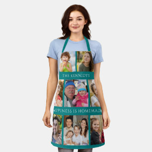 8 Familie Foto Collage Geluk Komt Van Binnen Teal Schort