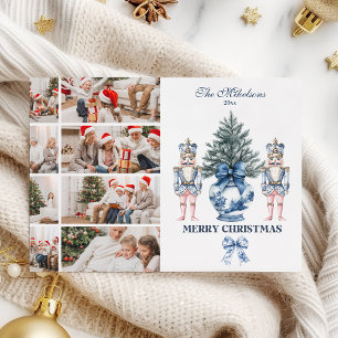 8 Foto Blauwe Chinoiserie Notenkraker Kerstmis Feestdagenkaart