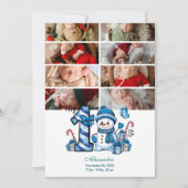8 Foto Blue Snowman Eerste Kerstmis Feestdagenkaart (Voorkant)
