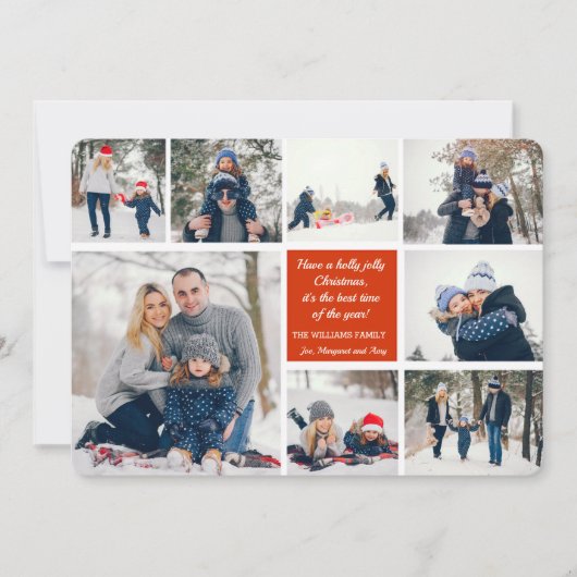 8 Foto Christmas Collage Kaart (Voorkant)