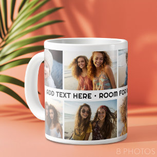 8 Foto Collage 1 Regel tekst -- Kleur aanpasbaar Grote Koffiekop