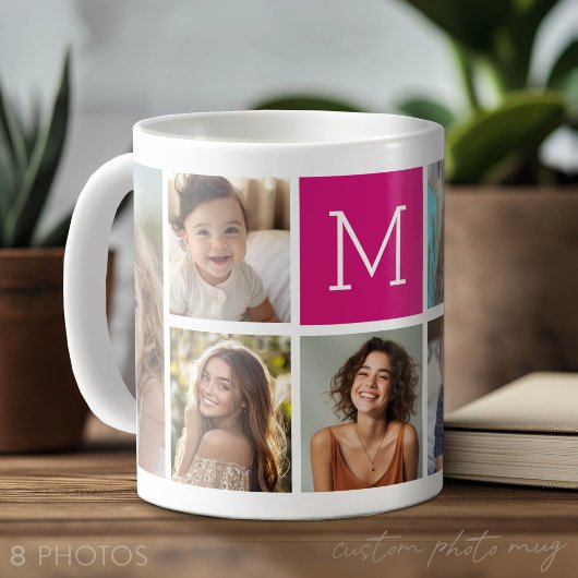8 Foto Collage Aangepaste Bes Monogram Koffiemok