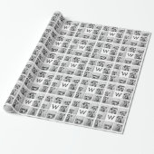 8 Foto Collage Aangepaste Initiaal Zwart en Wit Cadeaupapier (Uitgerold)