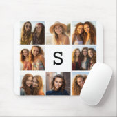8 Foto Collage Aangepaste Initiaal Zwart en Wit Muismat (Met muis)
