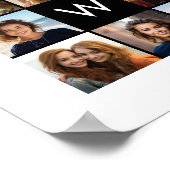 8 Foto Collage Aangepaste Initiaal Zwart en Wit Poster (Hoek)