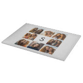 8 Foto Collage Aangepaste Initiaal Zwart en Wit Snijplank (Hoek)