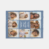 8 Foto Collage Aangepaste Tekst - Denim Blauw Fleece Deken (Voorkant (Horizontaal))