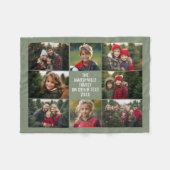 8 Foto Collage - Aangepaste tekst - Groene achterg Fleece Deken (Voorkant (Horizontaal))