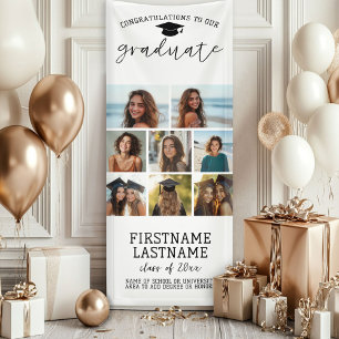 8 Foto Collage Afstuderen Modern Minimaal Wit Spandoek