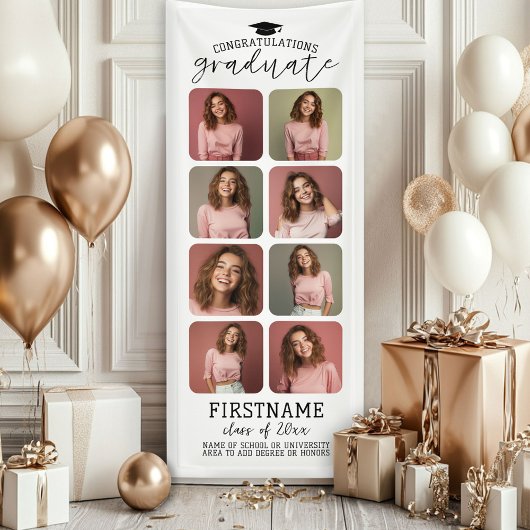 8 Foto Collage Afstuderen Modern Minimaal Wit Spandoek