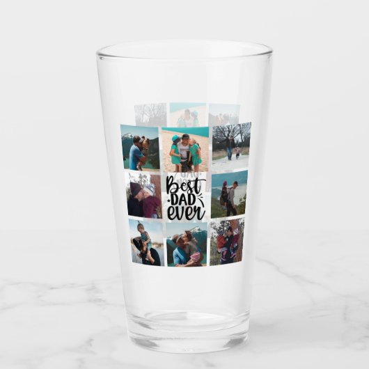 8 Foto Collage Beste pap ooit Glas (Voorkant)