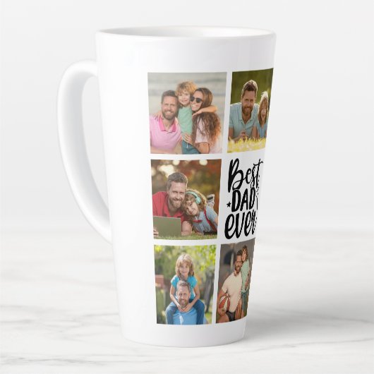 8 Foto Collage Beste pap ooit Latte Mok (Linkerhoek)