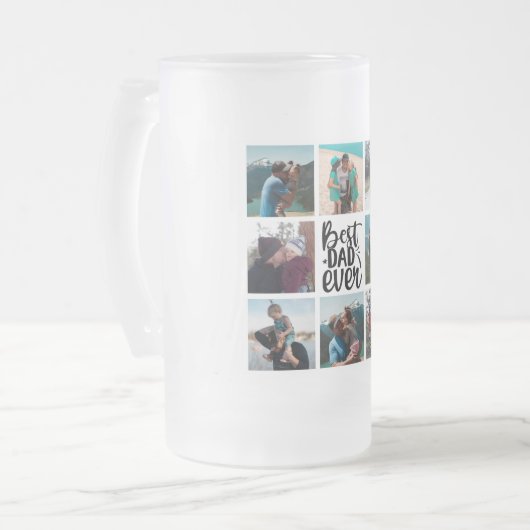 8 Foto Collage Beste pap ooit Matglas Bierpul (Voorkant links)