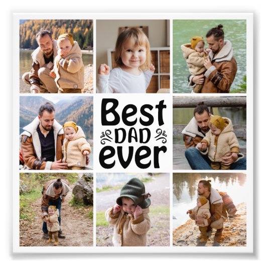 8 Foto Collage Beste vader ooit Foto Uitbreiding Afdruk (Voorkant)