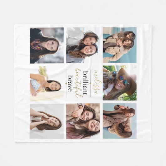 8 Foto Collage Briljant Mooi Moedig Fleece Deken (Voorkant (Horizontaal))