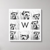 8 Foto Collage Custom Monogram Black en White Canvas Afdruk (Voorkant)