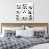 8 Foto Collage Custom Monogram Black en White Canvas Afdruk (Insitu (Slaapkamer))