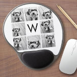 8 Foto Collage Custom Monogram Black en White Gel Muismat<br><div class="desc">U kunt de foto's van het Instagram voor dit ontwerp gebruiken. Gebruik 8 vierkante afbeeldingen om een uniek en persoonlijk cadeau te creëer. Of je kunt de hipster puppy houden en een trendy keepslag maken. Als u de afbeeldingen moet aanpassen,  klik op het aanpassingshulpmiddel om veranderingen aan te brengen.</div>
