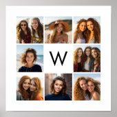 8 Foto Collage Custom Monogram Black en White Poster (Voorkant)