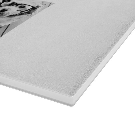 8 Foto Collage Custom Monogram Black en White Snijplank (Hoek)