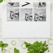 8 Foto Collage Custom Monogram Black en White Theedoek (Gevouwen)
