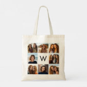 8 Foto Collage Custom Monogram Black en White Tote Bag (Achterkant)