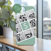 8 Foto Collage Custom Monogram Mint Green Case-Mate iPhone Case