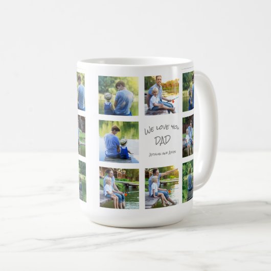 8 Foto Collage Dad Father Keepslag Koffiemok (Voorkant rechts)