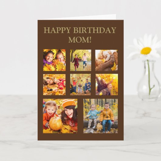 8 Foto Collage Happy Birthday mama Kaart (Kleine Plant)