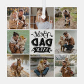 8 Foto Collage Happy Vaderdag Beste vader ooit Glas Ornament (Achterkant)