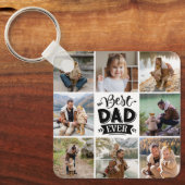 8 Foto Collage Happy Vaderdag Beste vader ooit Sleutelhanger (Voorkant)