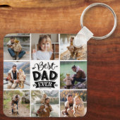 8 Foto Collage Happy Vaderdag Beste vader ooit Sleutelhanger (Achterkant)