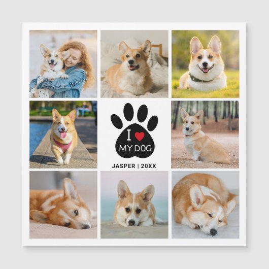 8 Foto Collage Hart Ik Hou Van Mijn Hond Magnetisc (Voorkant)
