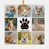 8 Foto collage I Love My Dog Heart Paw Print Keramisch Ornament (Voorkant)