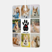 8 Foto collage I Love My Dog Heart Paw Print Metalen Ornament (Voorkant links)