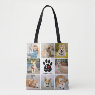 8 Foto-collage Ik hou van mijn honden-afdrukken Tote Bag
