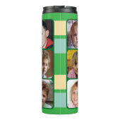 8 foto collage initialen groen beige thermosbeker (Achterkant)