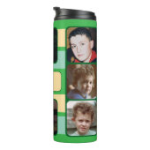 8 foto collage initialen groen beige thermosbeker (Geroteerd rechts)