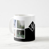 8 Foto Collage Instagram Monogrammed Black Koffiemok (Voorkant links)