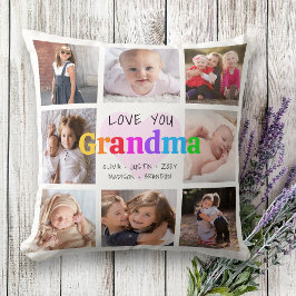 8 Foto Collage Love You Grandma Colorful Modern Kussen