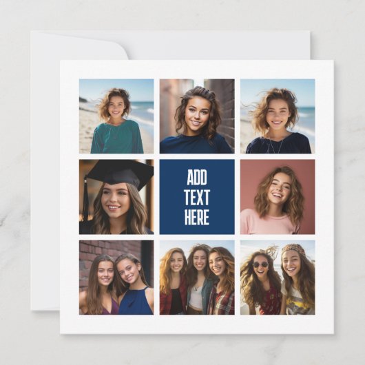 8 Foto Collage Marine Monogram - Dank u kaart (Voorkant)