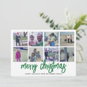 8 Foto-collage - Merry-kerstgroen patroon Feestdagenkaart (Staand voorkant)