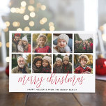 8 Foto-collage - Merry Kerstroodpatroon Feestdagenkaart<br><div class="desc">Gebruik acht vierkante foto's en maak een unieke en trendy Merry kerstgroet met een eenvoudig patroon op de rug. Als u om het even wat rond moet bewegen,  klik op de aanpassingsknoop om veranderingen aan te brengen.</div>