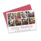 8 Foto-collage - Merry Kerstroodpatroon Feestdagenkaart