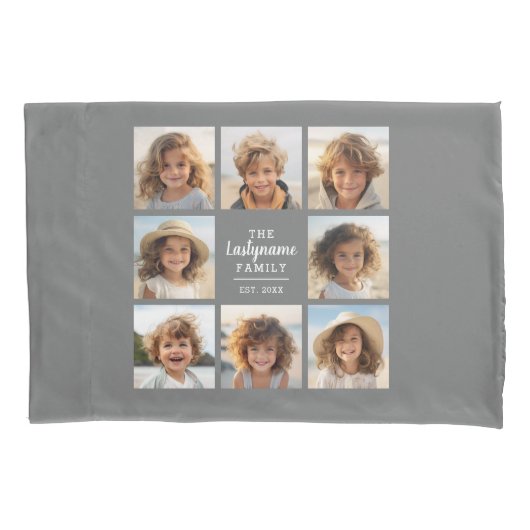 8 Foto collage met grijs midden tekstgebied Kussensloop (Voorkant)